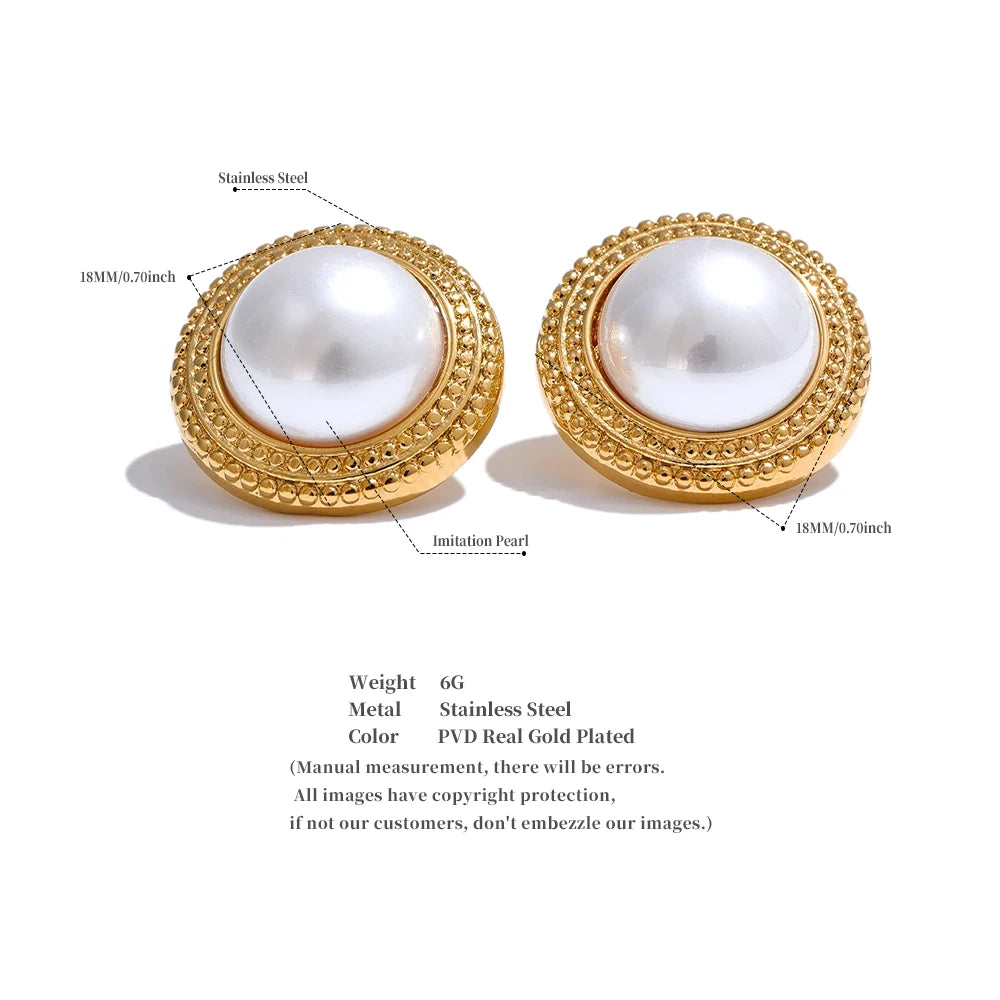 Korean Imitation Pearls Round Stud Earrings