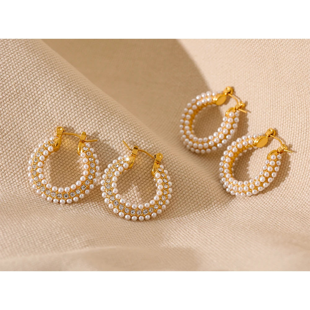 Exquisite Luxury Pearl Huggie Hoop Earrings