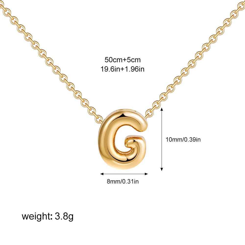 3D Bubble Initial A-Z Alphabet Mini Necklace