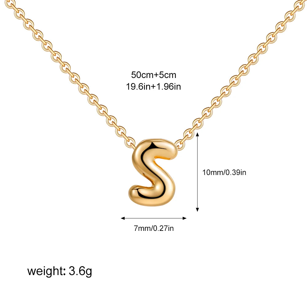 3D Bubble Initial A-Z Alphabet Mini Necklace