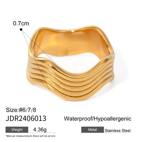 18K Gold Plated Stainless Steel Geometric Fashion Rings