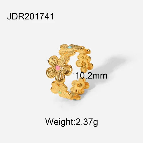 Waterproof Flower Adjustable Opening Rings