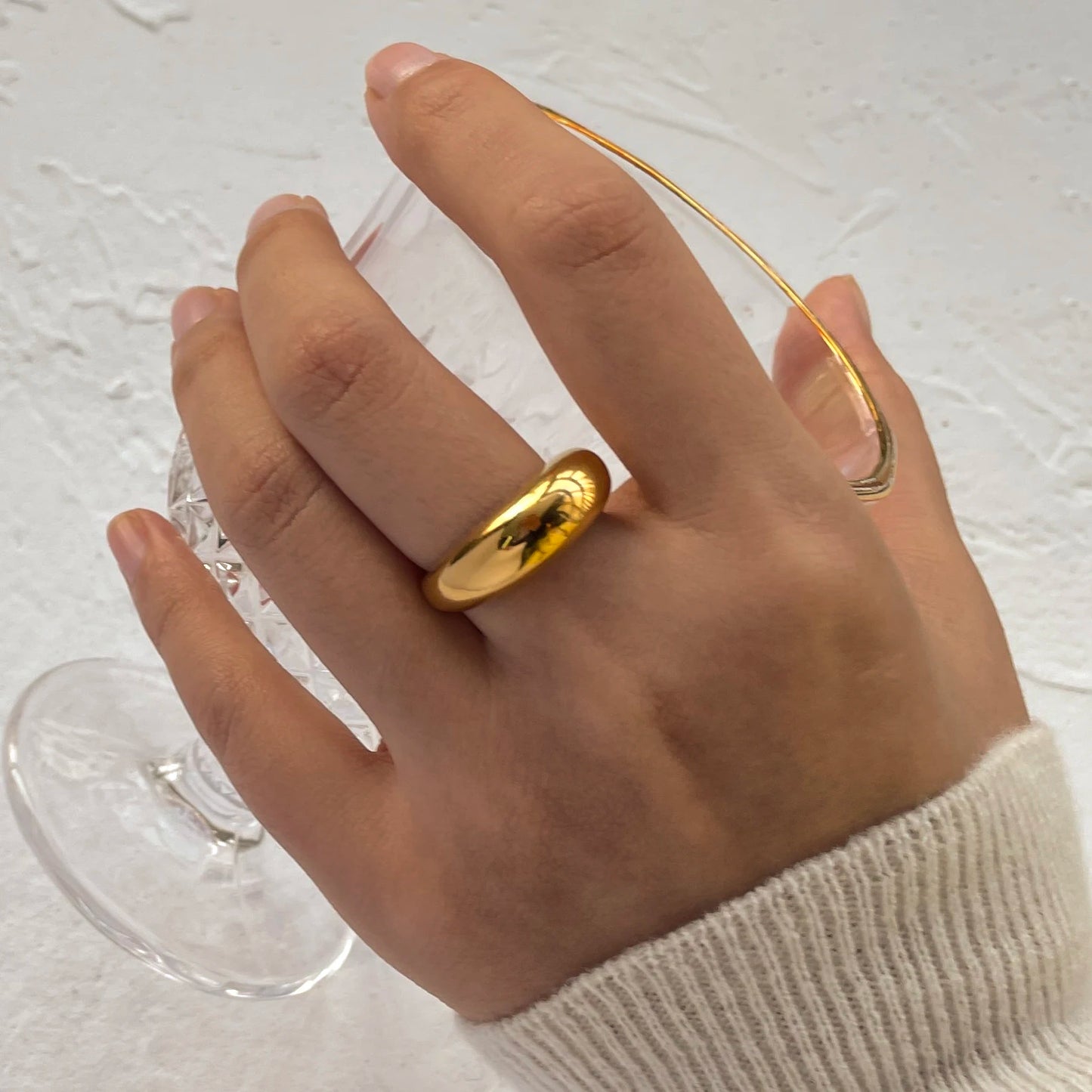 18K Gold Plated Stainless Steel Geometric Fashion Rings