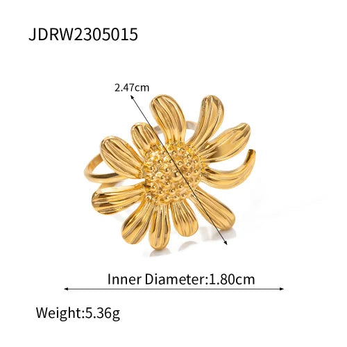 Waterproof Flower Adjustable Opening Rings