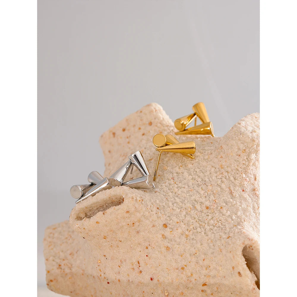 Stainless Steel Triangle Geometric Stud Earrings