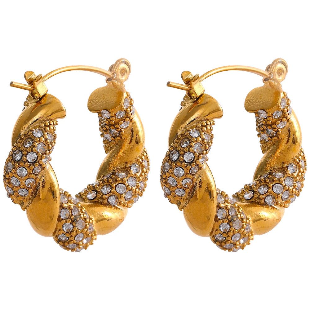 Twisted Cubic Zirconia Hoop Earrings