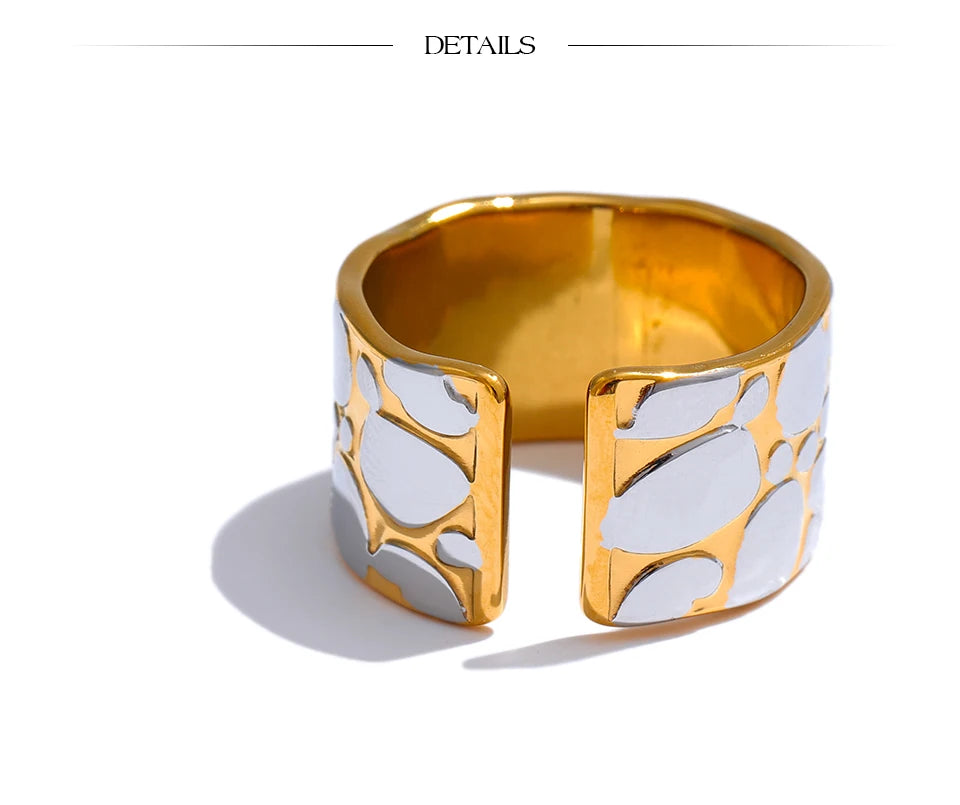 Wide Double Color Statement Ring