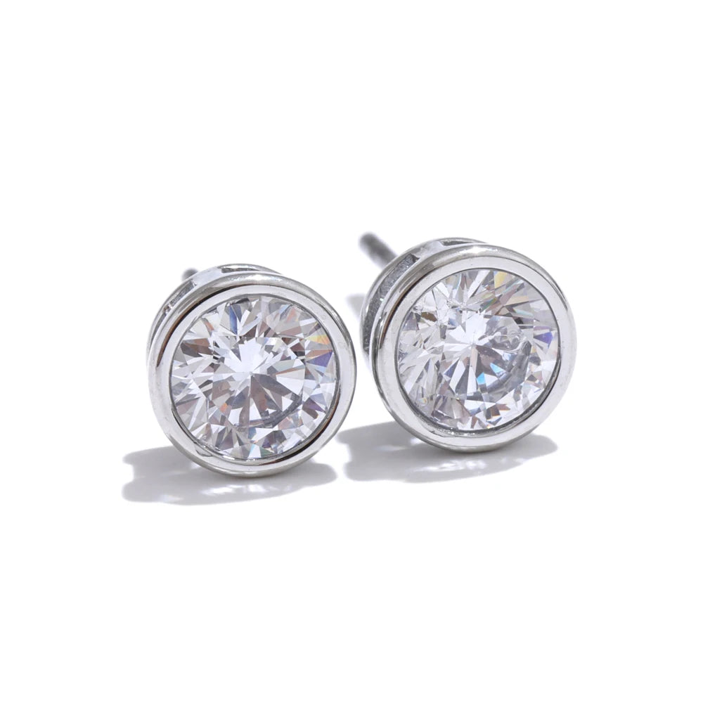 Cubic Zirconia Round Stud Earrings