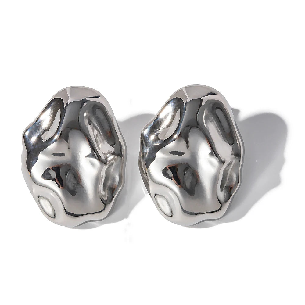 Vintage Gold Plated Chunky Hammered Clip-On Earrings