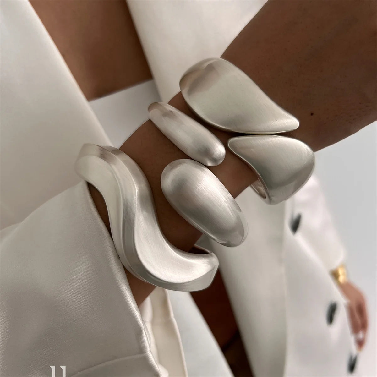 Chunky Matte Gold Irregular Wide Cuff Bangle