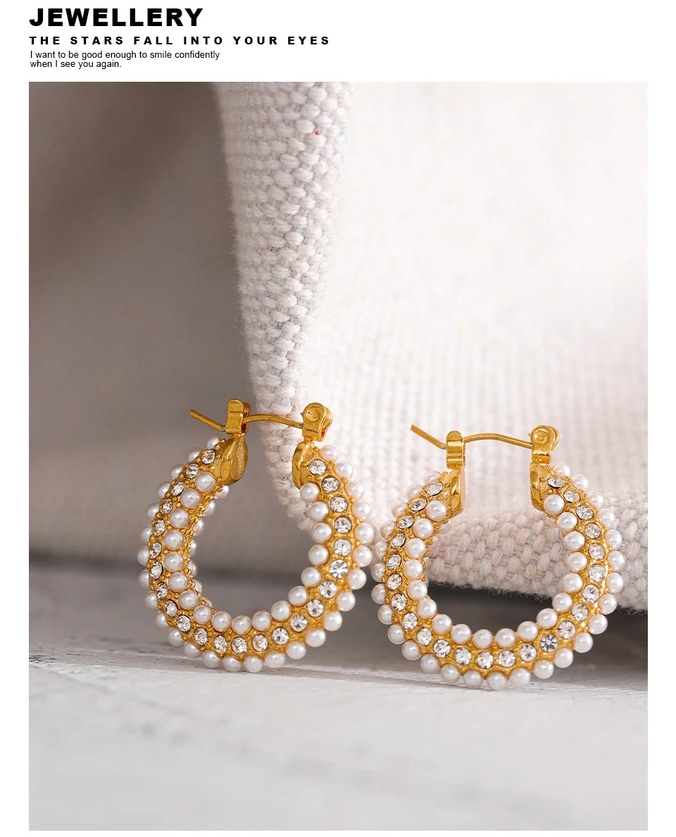 Exquisite Luxury Pearl Huggie Hoop Earrings