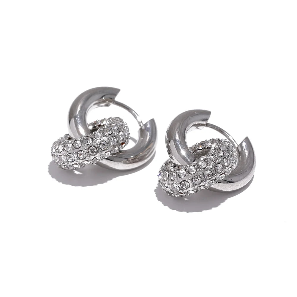 Cubic Zirconia Round Huggie Hoop Earrings