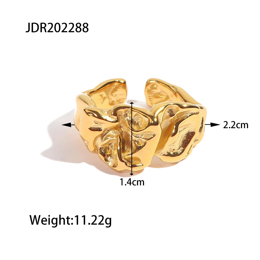 18K PVD Gold Stainless Steel, Waterproof Vintage Style rings