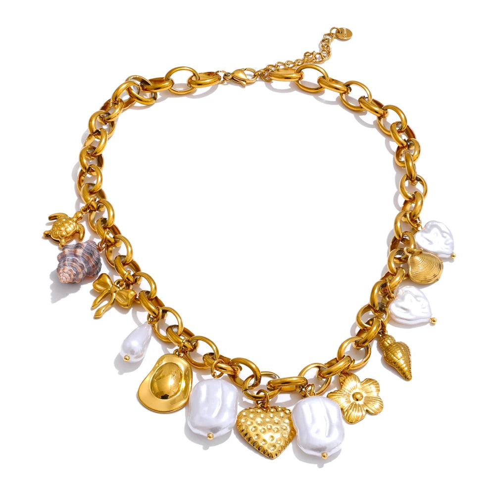 Ocean Pearl Charm Necklace