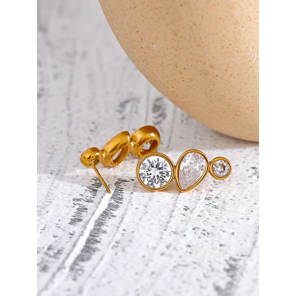 Cubic Zirconia Bling Stud Earrings
