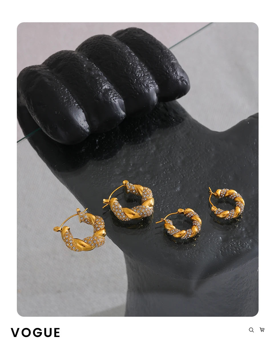 Twisted Cubic Zirconia Hoop Earrings