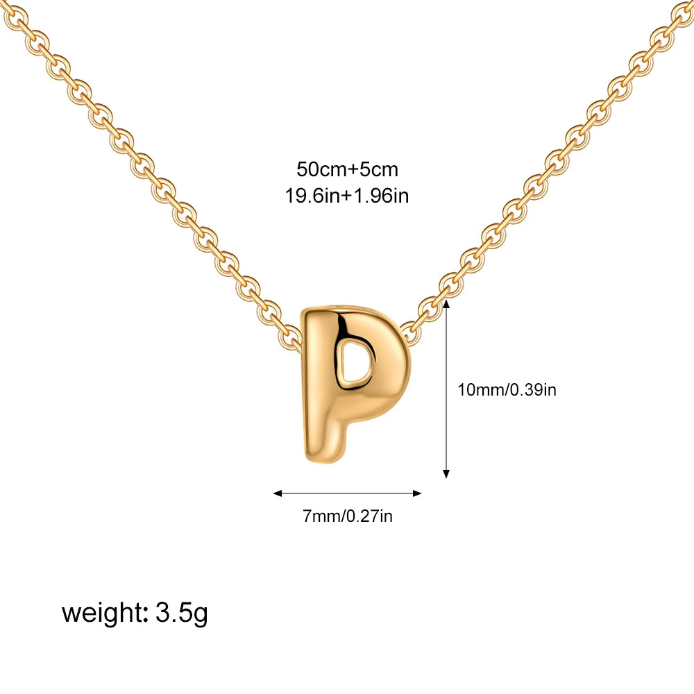 3D Bubble Initial A-Z Alphabet Mini Necklace