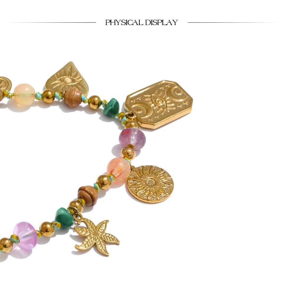 Handmade Colorful Natural Stone Drop Necklace