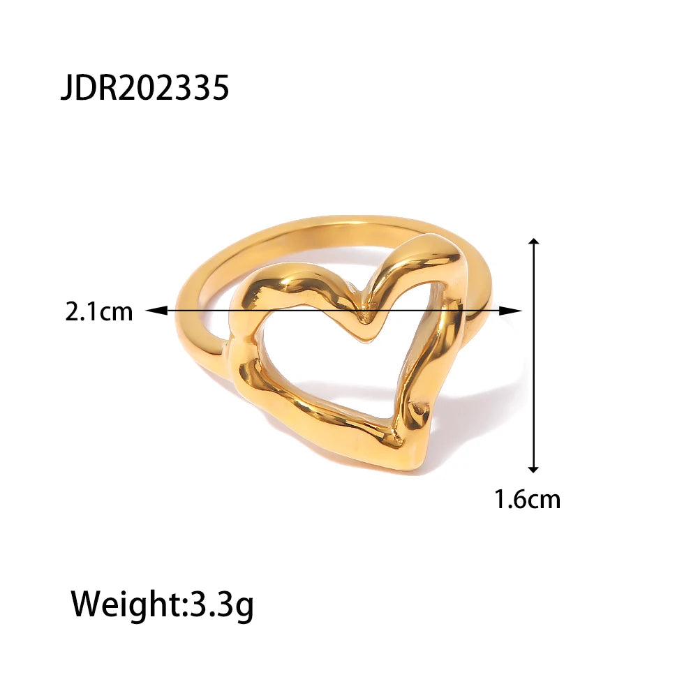 18K Gold Plated Stainless Steel Geometric Fashion Rings