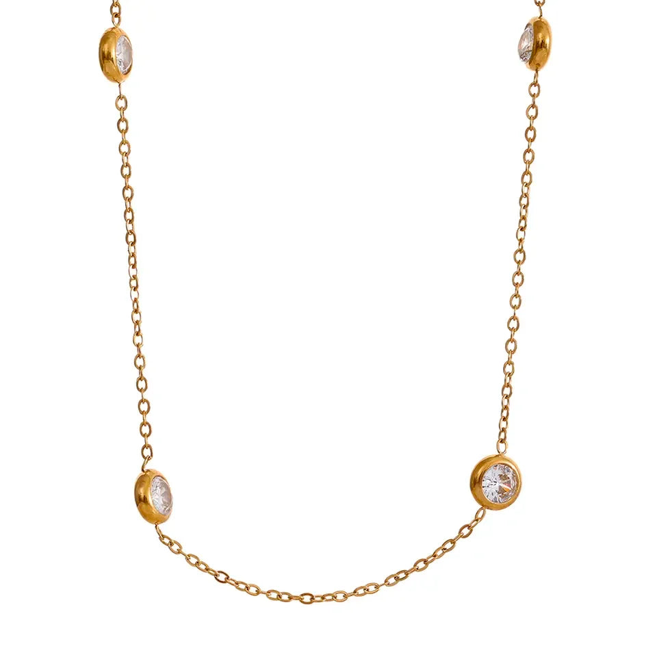 316L Stainless Steel Colorful Cubic Zirconia Collar Necklace