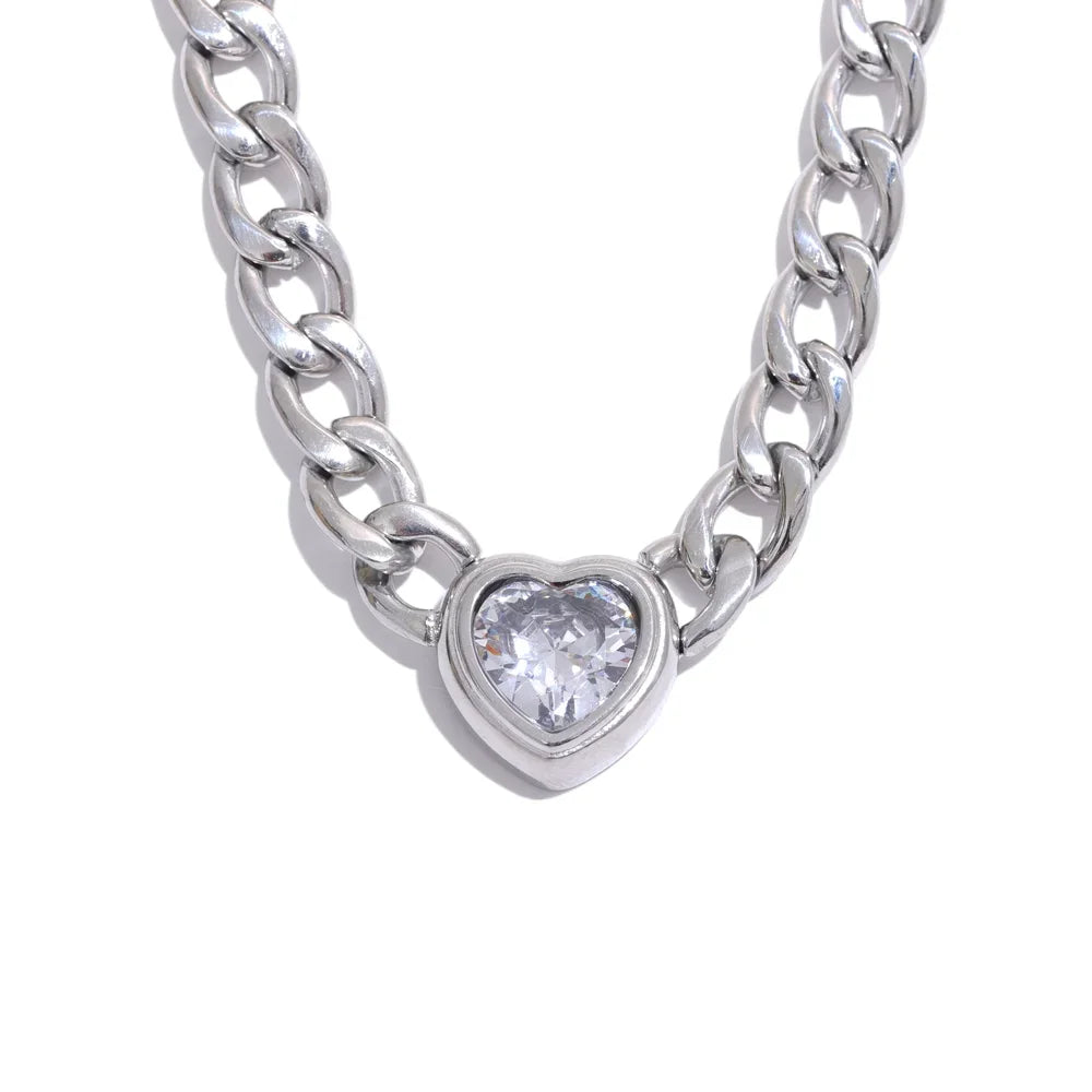 Heart Bling Zirconia Pendant Necklace
