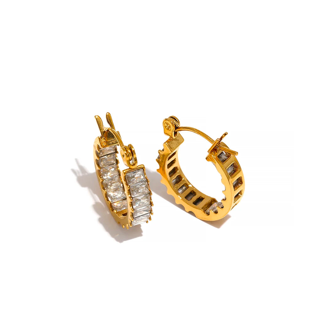 Cubic Zirconia Huggie Hoop Earrings