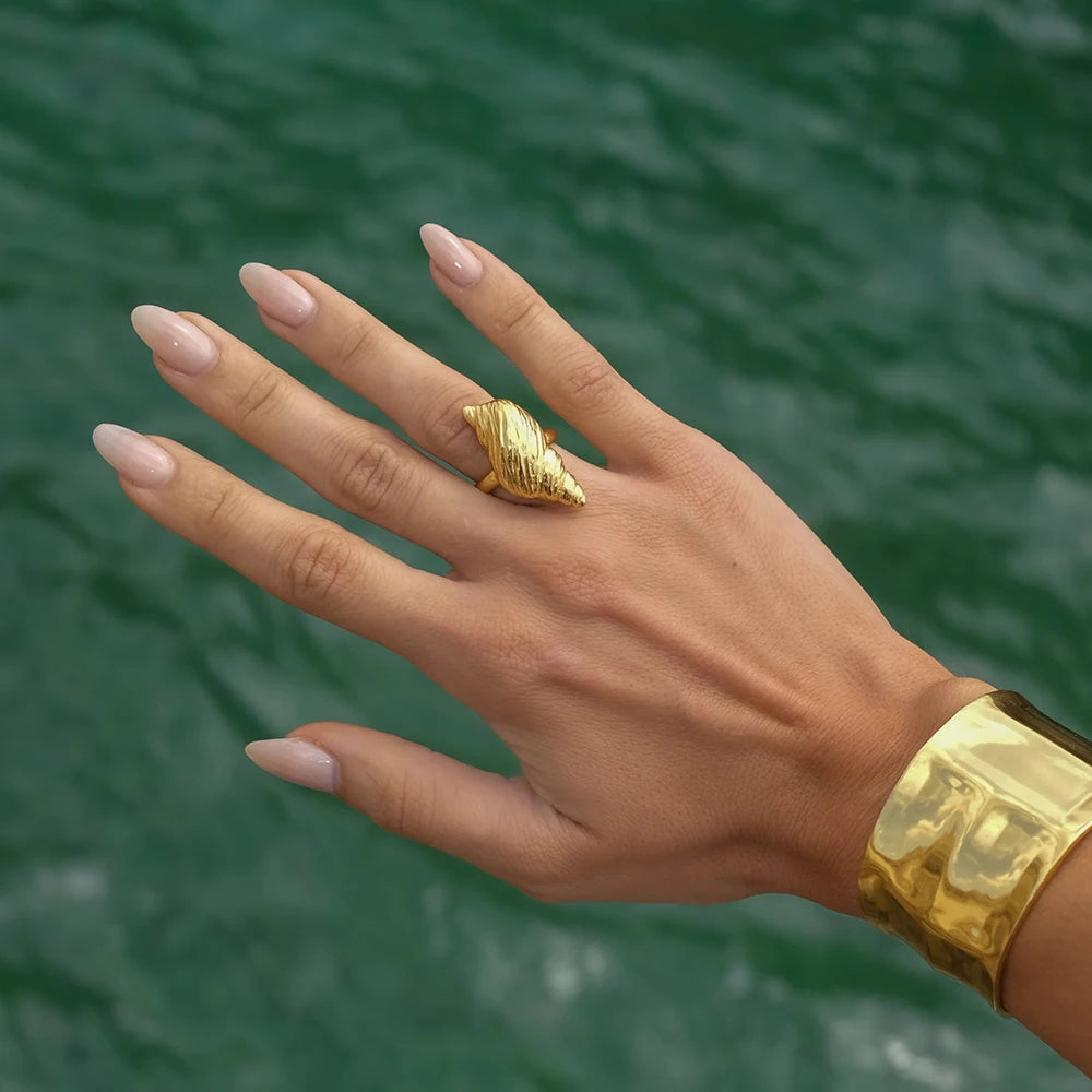 Geometric Wide Stainless Steel Rings