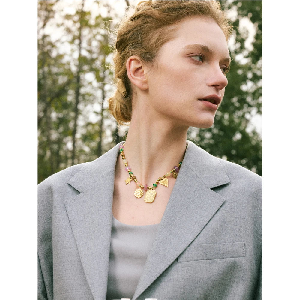 Handmade Colorful Natural Stone Drop Necklace