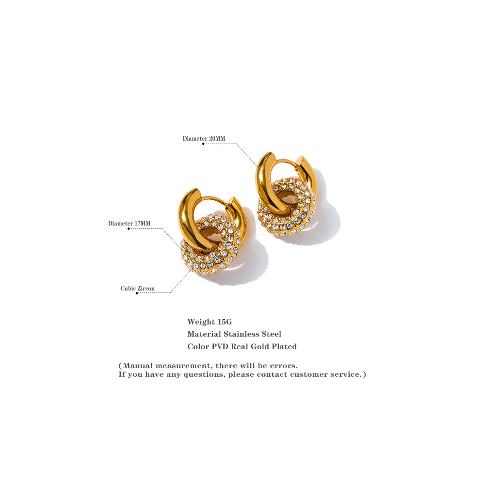 Cubic Zirconia Round Huggie Hoop Earrings