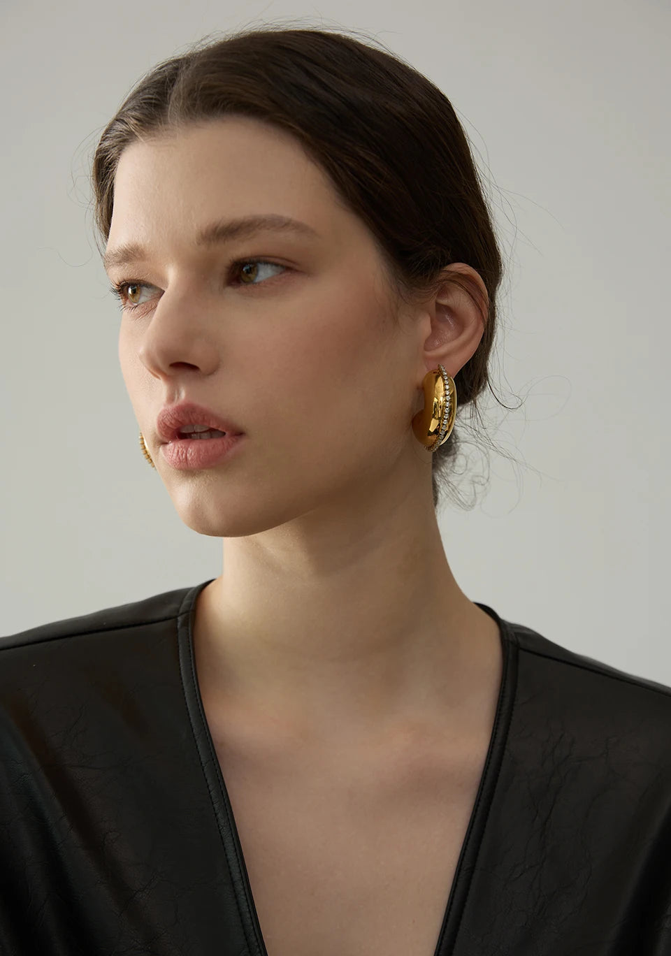 Trendy C-Shape CZ Huggie Earrings
