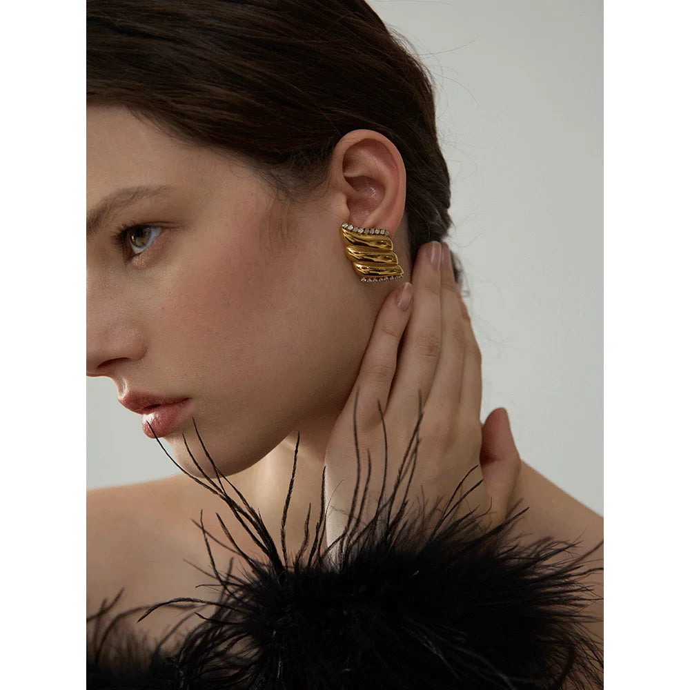 High-Quality Geometric CZ Stud Earrings