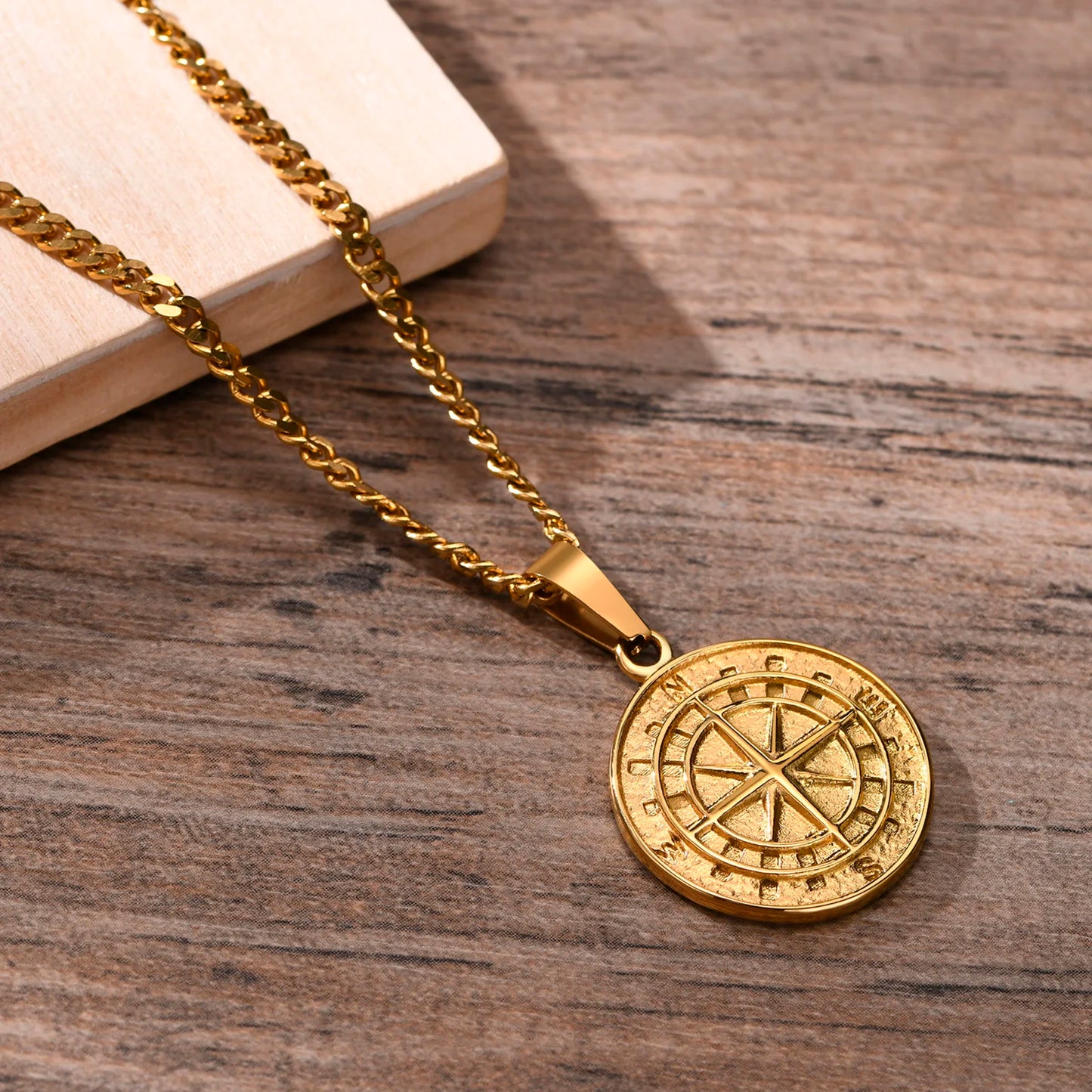 North Star & Anchor Medal Pendant for Men