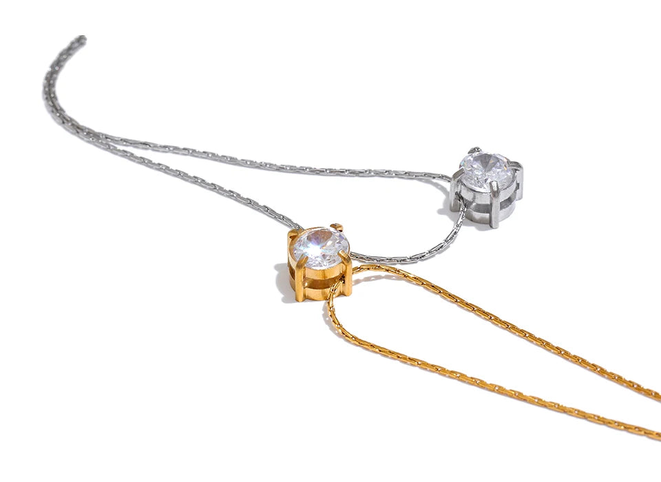 Korean Cubic Zirconia Cast Delicate Necklace Pendant