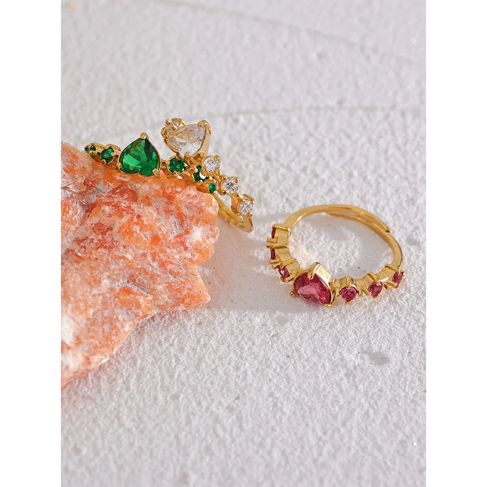 Adjustable CZ Heart Ring