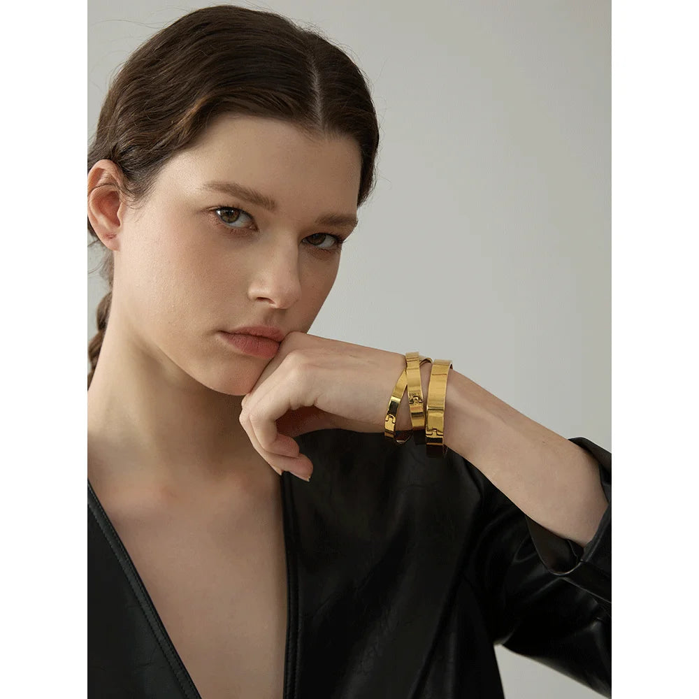 High-Quality Stainless Steel Wide Bangle Bracelet