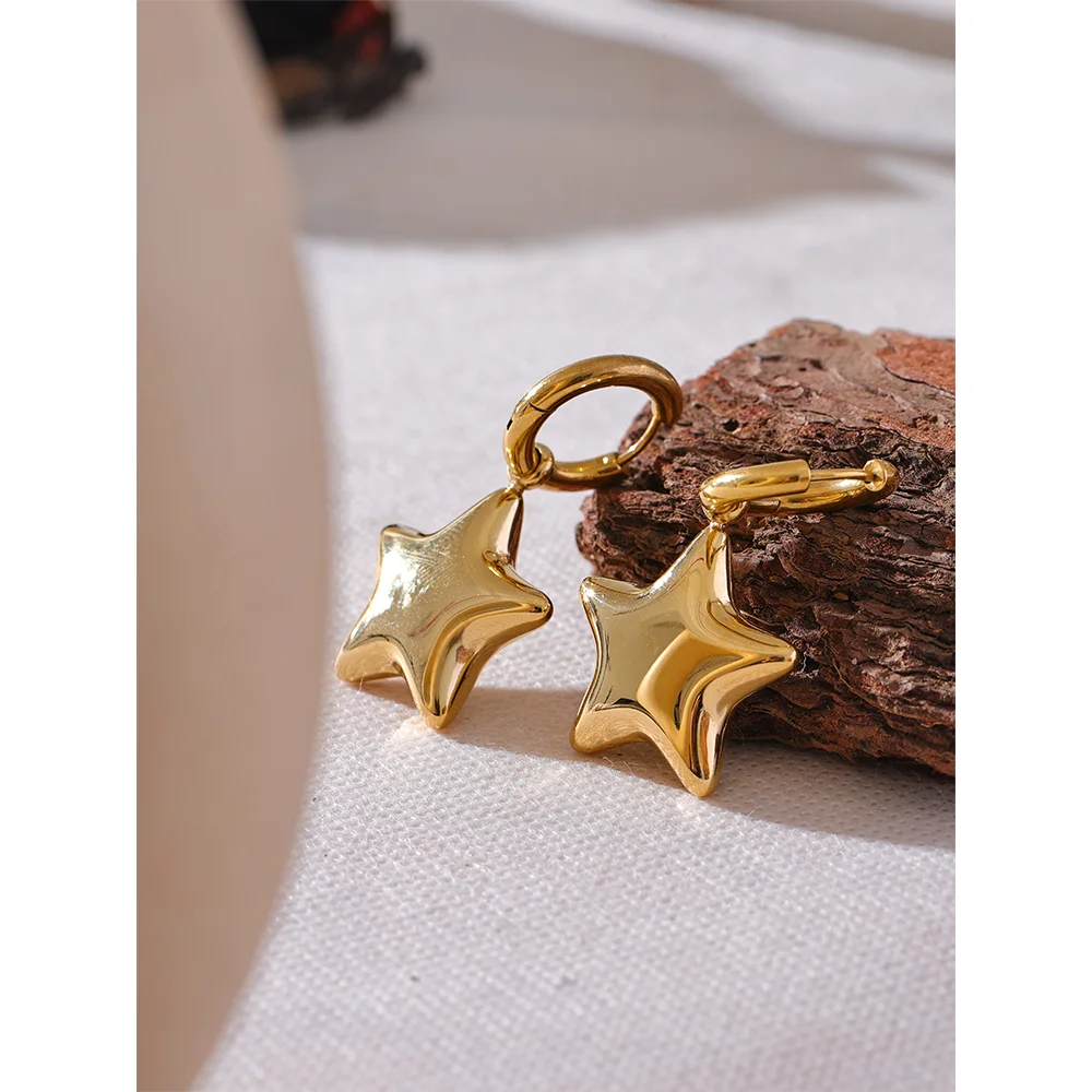 Star Hollow Thick Hoop Earrings