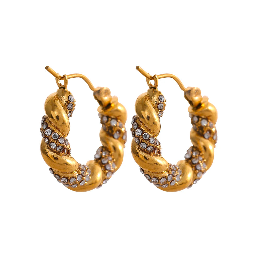 Twisted Cubic Zirconia Hoop Earrings