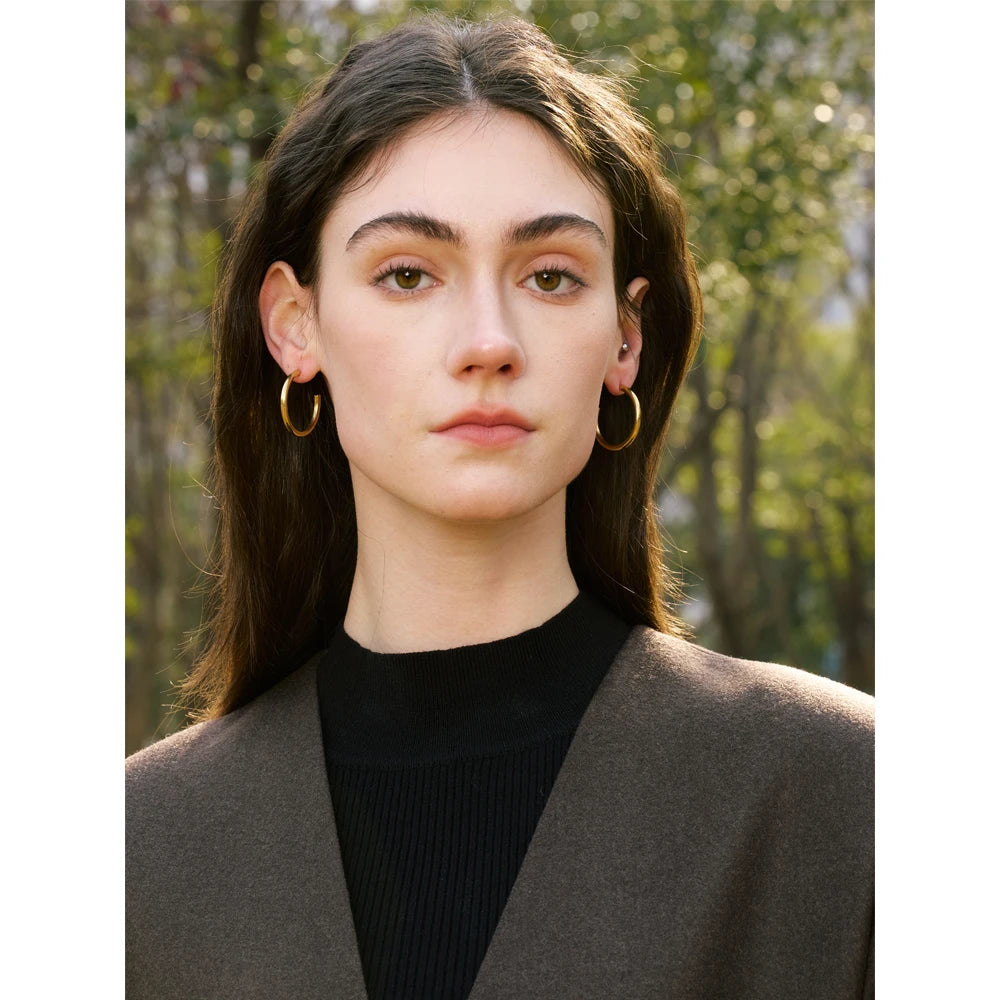 C-Shape Round Daily Hoop Earrings