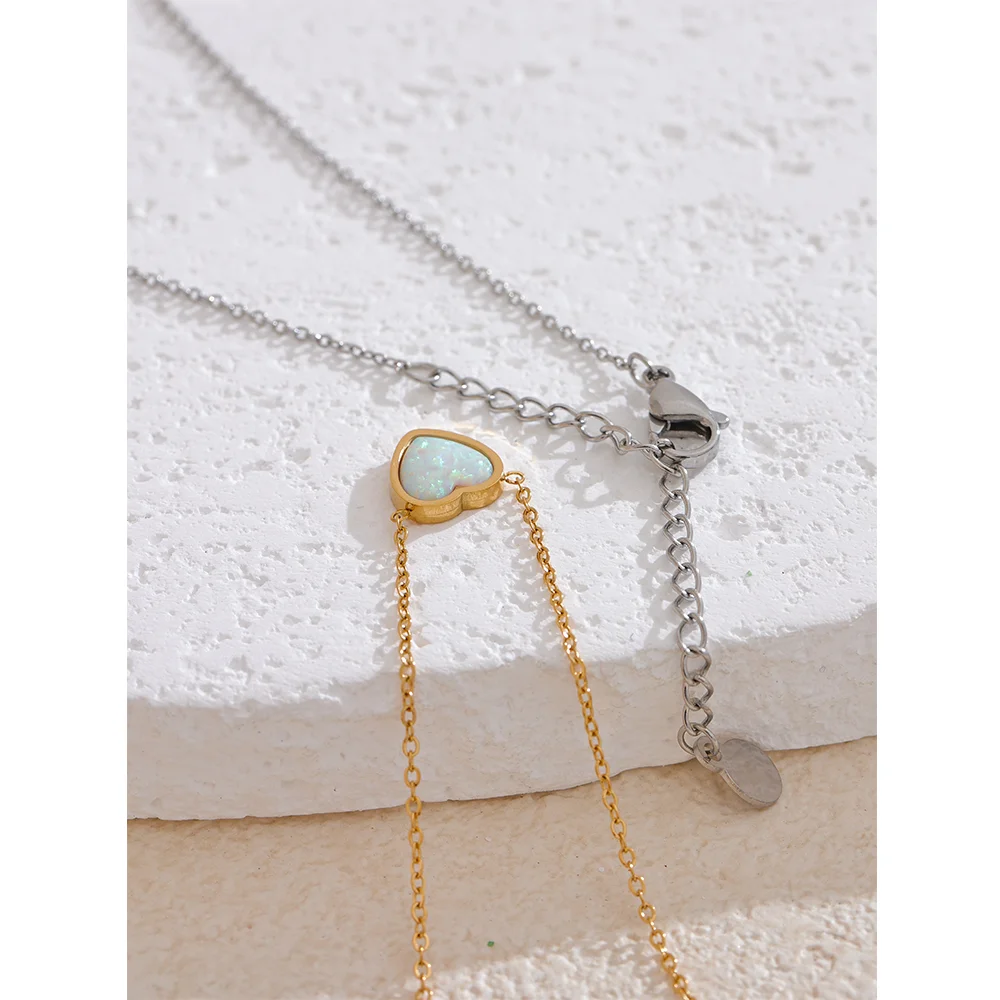 Natural Australian Opal Heart Pendant Necklace