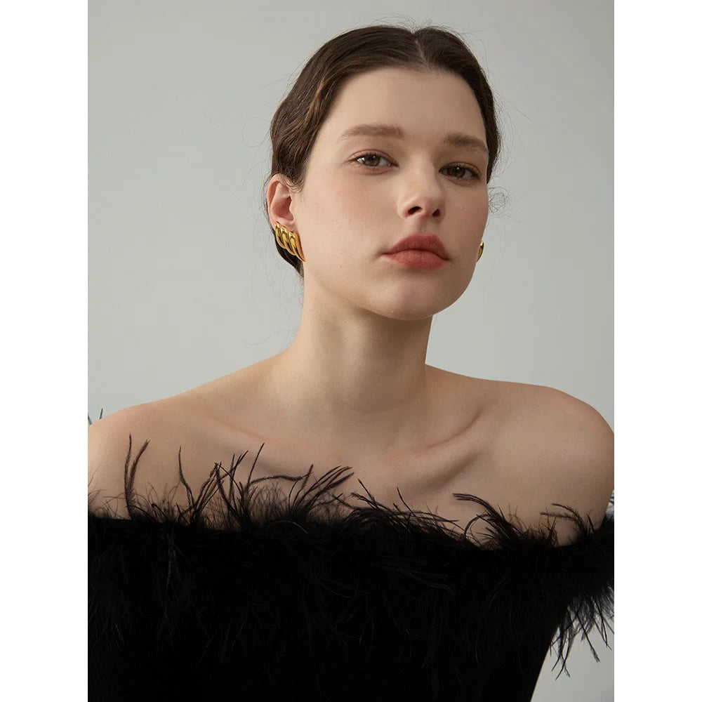 High-Quality Geometric CZ Stud Earrings