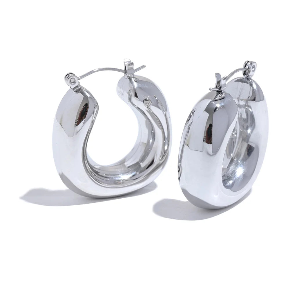 High-Quality Stainless Steel Chunky Hoop Earrings