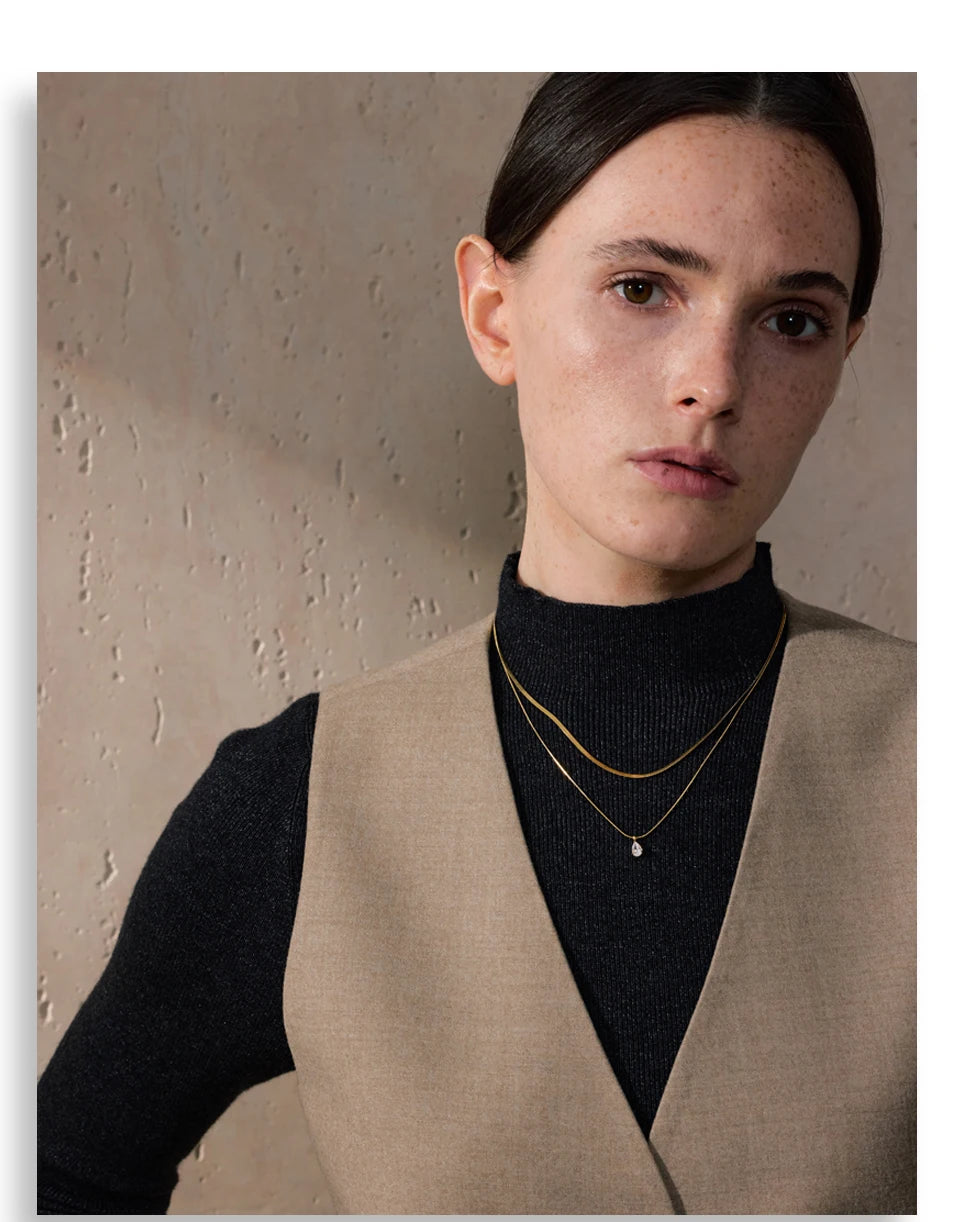Double Layer Snake Chain Zircon Necklace