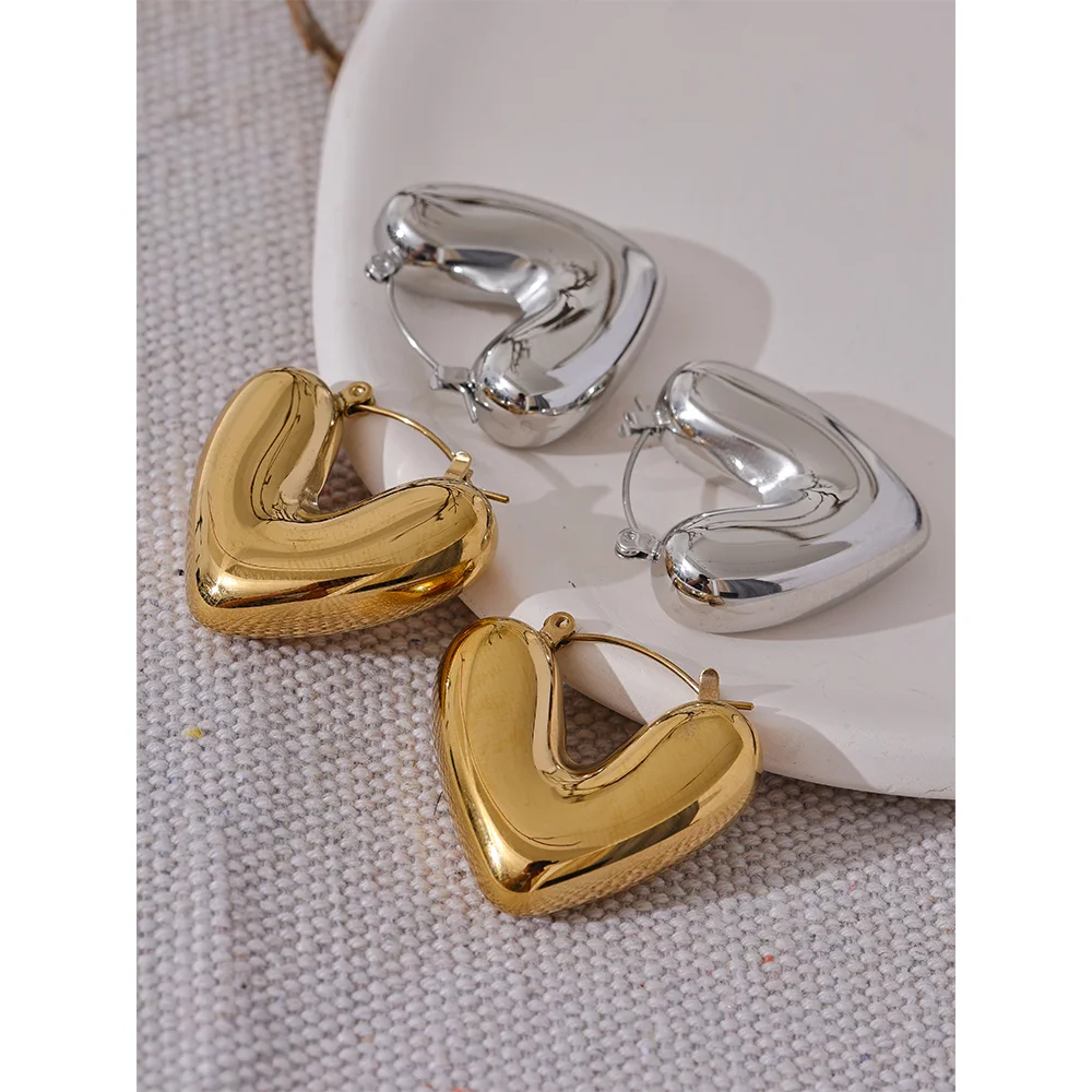 Chunky Heart Hoop Earrings
