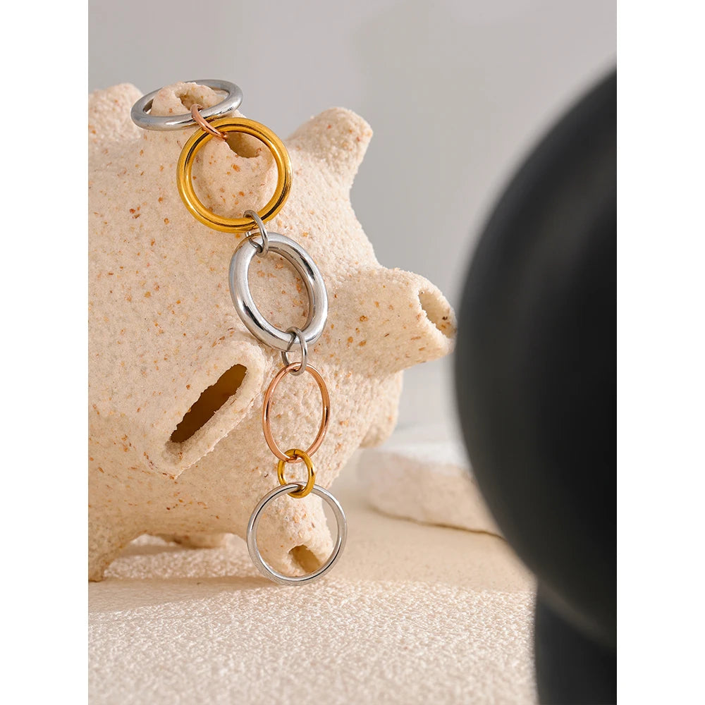 Stainless Steel 3 Colors 5 Links Stacked Rings