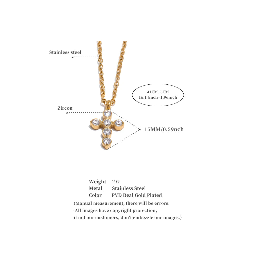 Cubic Zirconia Cross Shiny Pendant Necklace