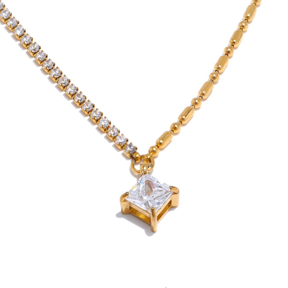 Cubic Zirconia Chain Pendant Necklace