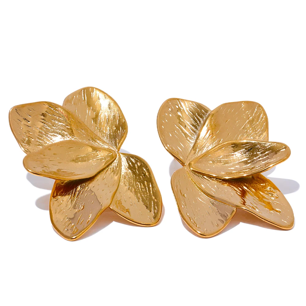 Waterproof 316L Stainless Steel Flower Stud Earrings