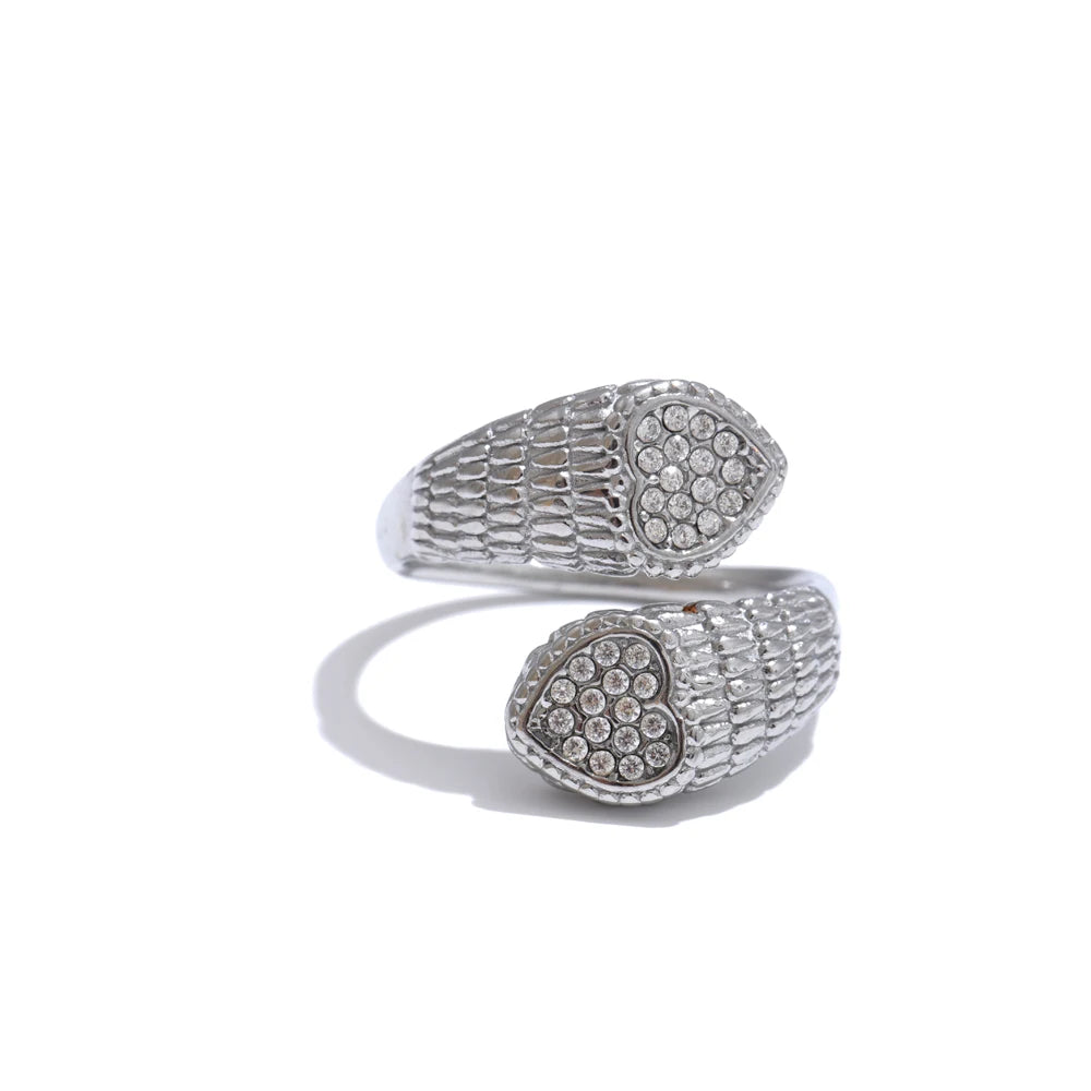 Zirconia Heart Snake Ring