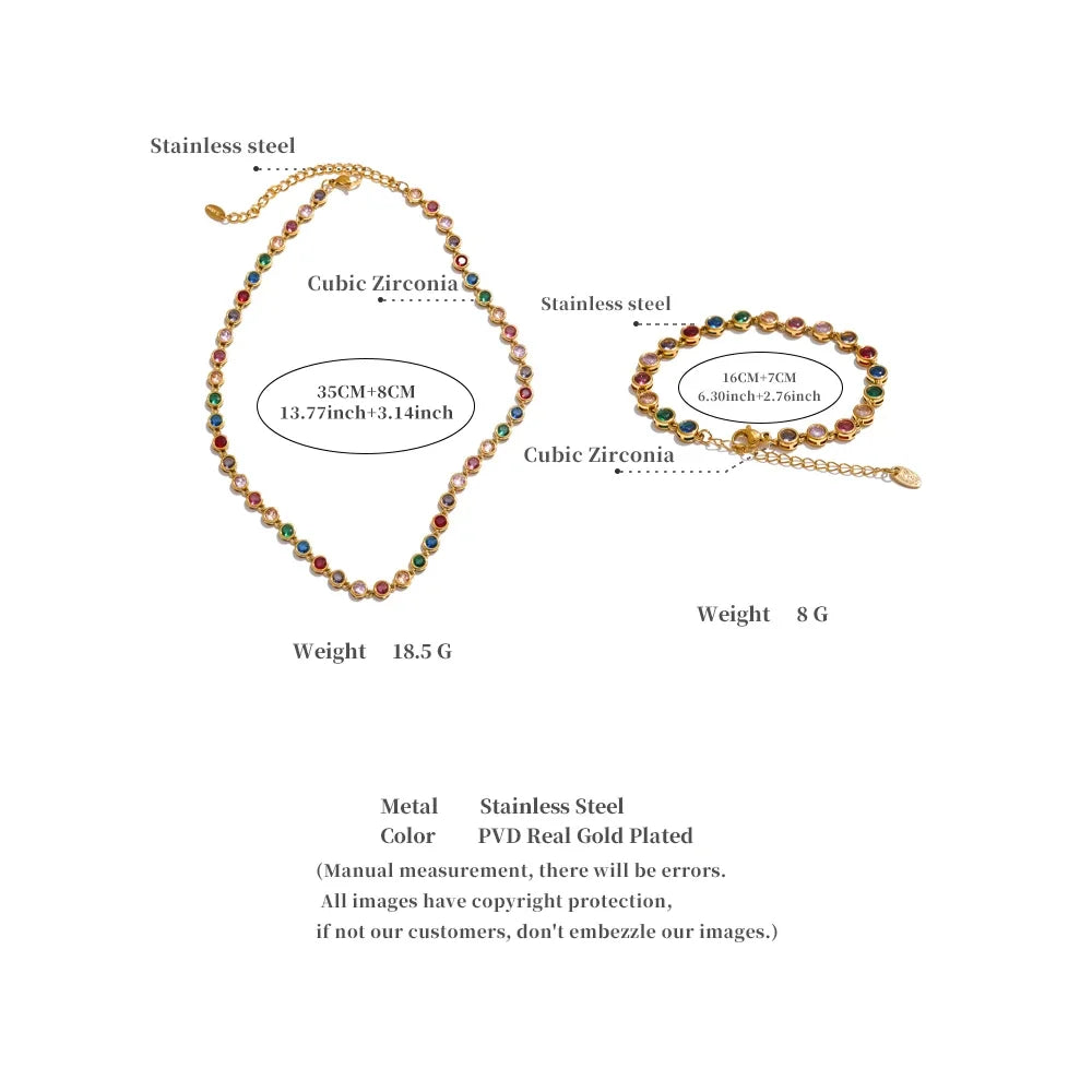 Exquisite Colorful Cubic Zirconia Luxury Chain Jewelry