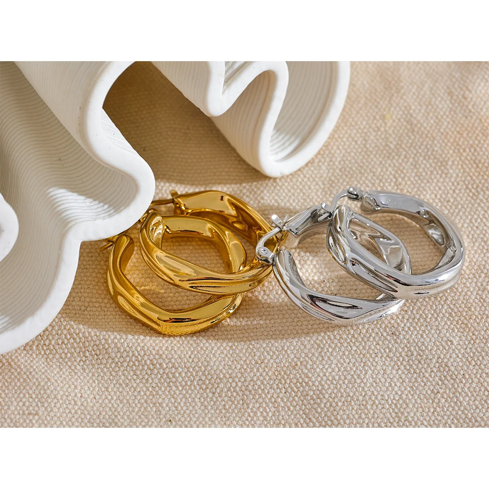 316L Stainless Steel Hollow Hoop Earrings